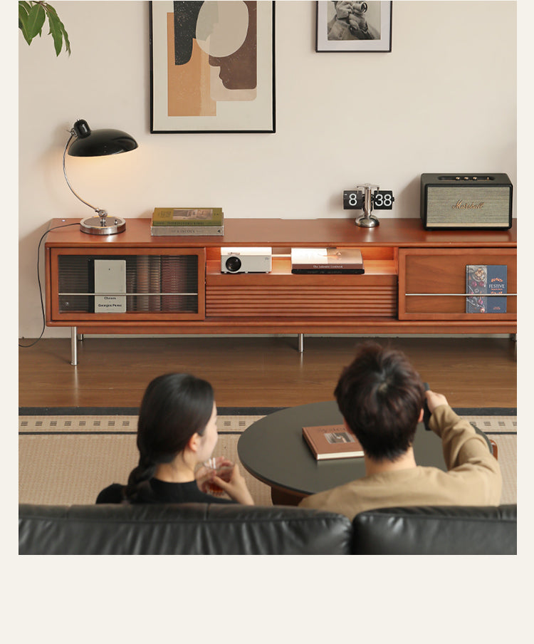 Poplar Solid Wood Bauhaus Style TV Cabinet