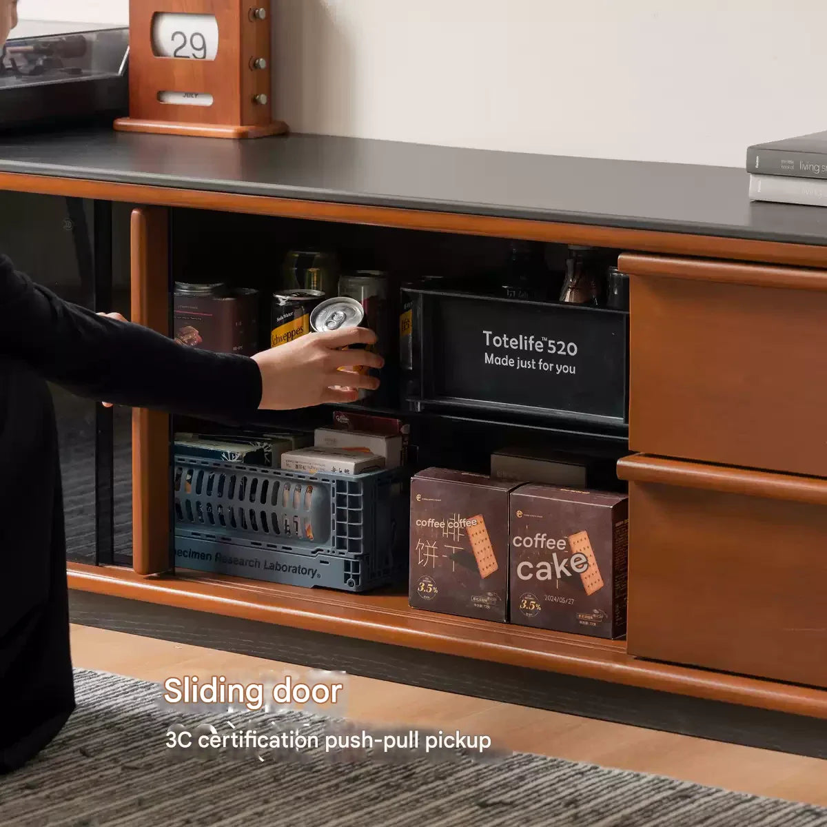 Poplar Solid Wood Antique Style Standing Rock Panel TV Cabinet