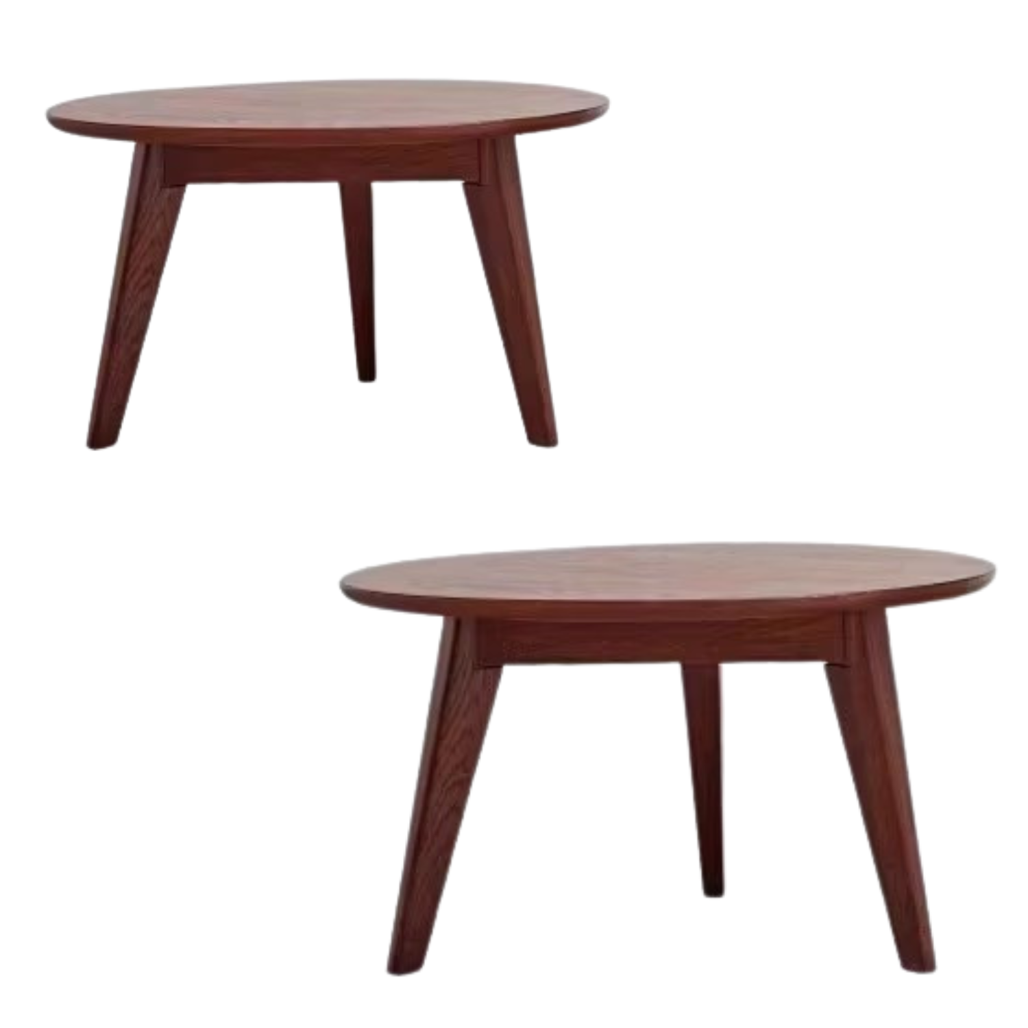 Oak, Solid Rubberwood Round Coffee Table Combination