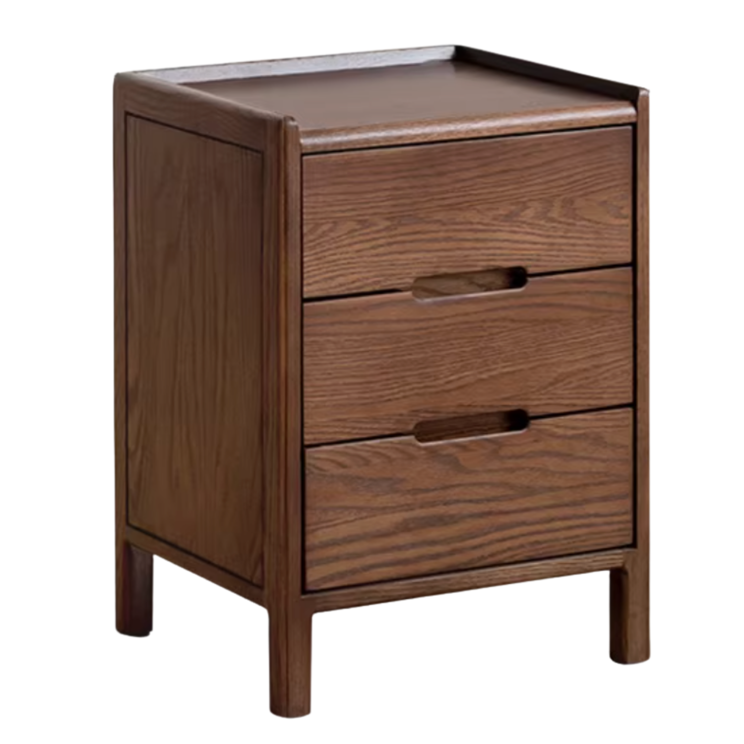Rubberwood, Oak Solid Wood Simple Modern Style Nightstand