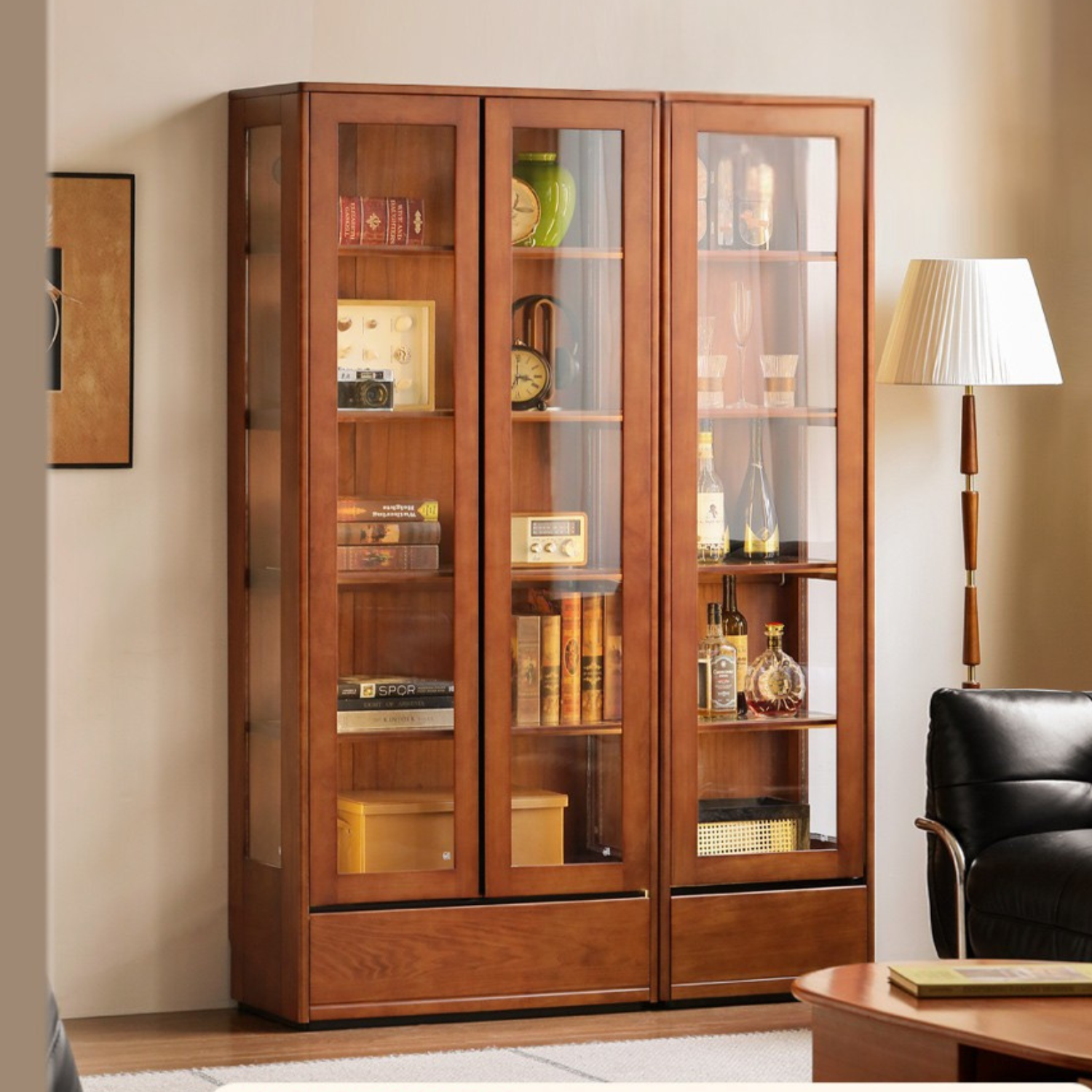 Poplar Solid Wood Antique Medieval Style Bookshelf