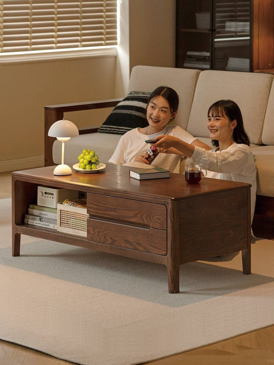 Solid Rubberwood, Oak Solid Wood Nordic Coffee Table