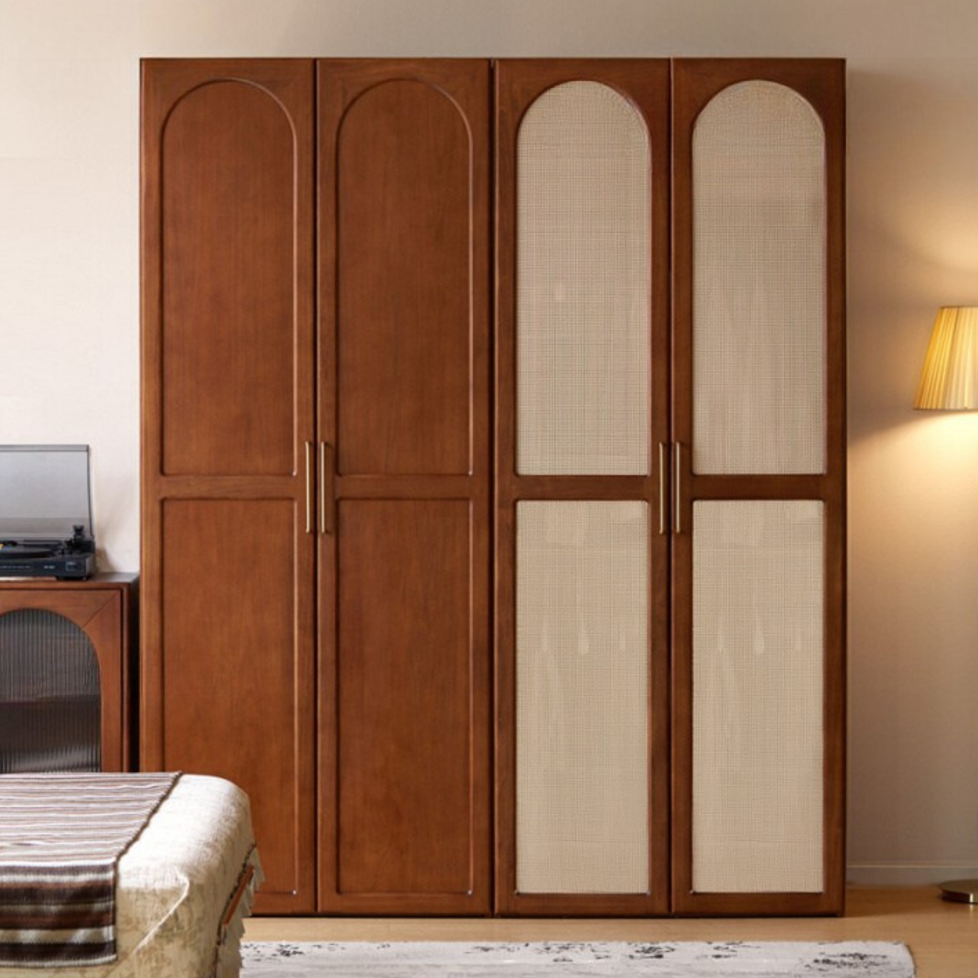 Poplar Solid Wood French Medieval Wardrobe