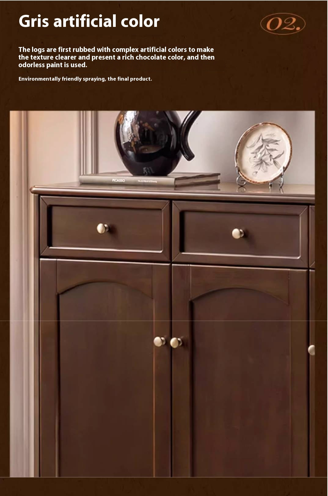 Poplar Solid Wood American Retro Shoe Cabinet