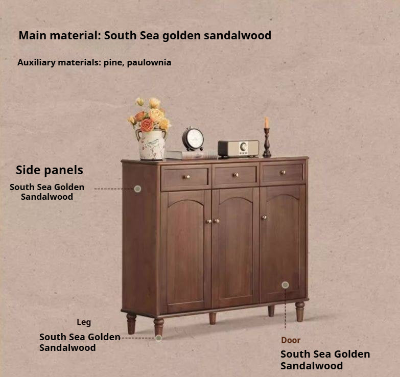 Sandalwood Solid Wood American Retro Storage Shoe Cabinet