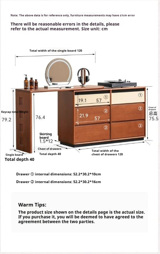 Poplar Solid Wood Bauhaus Style Dressing Table