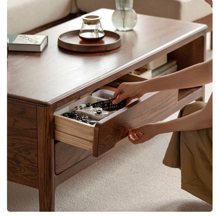 Solid Rubberwood, Oak Solid Wood Nordic Coffee Table