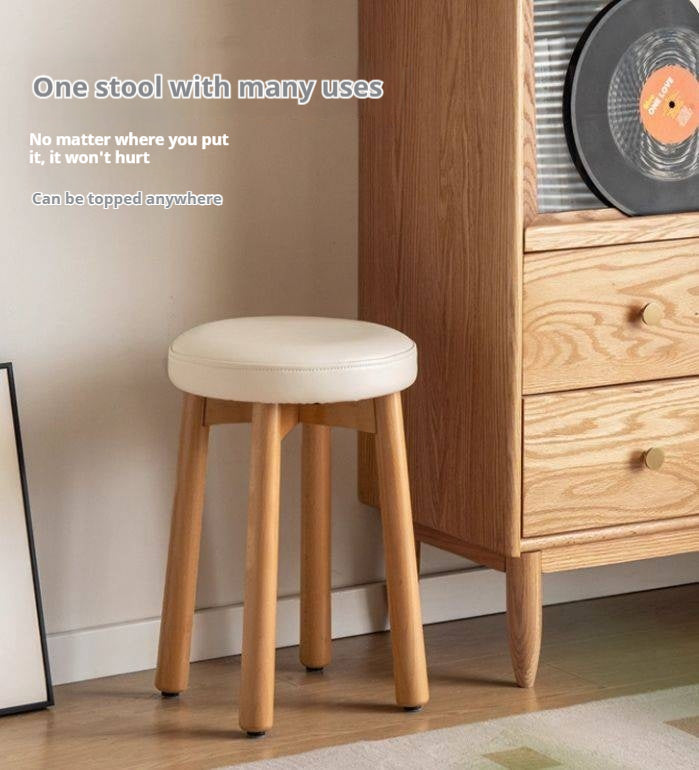 Solid Rubberwood Modern Soft Makeup Stool