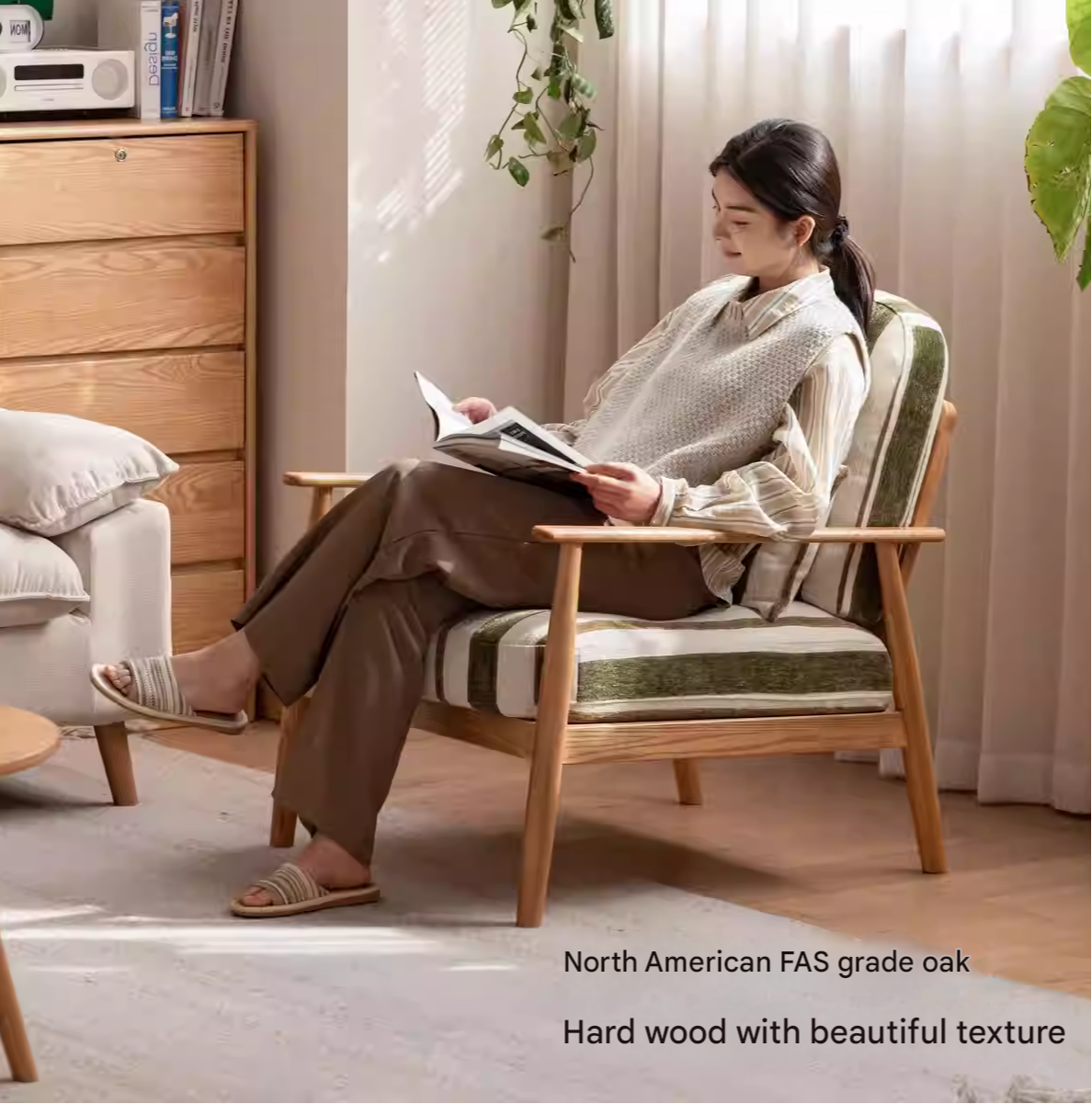 Oak Solid Wood Sofa Chair