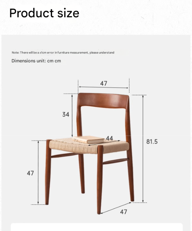 Set 4 pcs Oak Solid Wood Dining Rope Chair