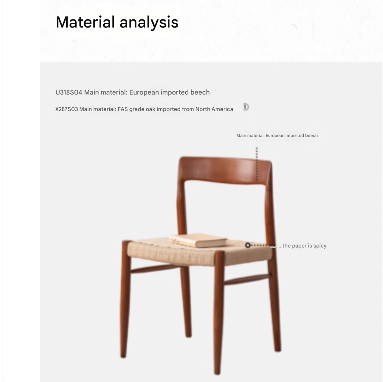 Set 4 pcs Oak Solid Wood Dining Rope Chair