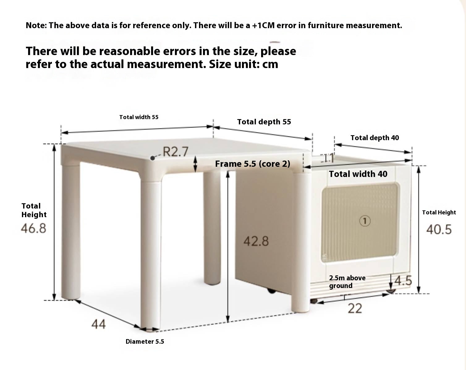 Poplar Solid Wood Cream Style Coffee Table Combination