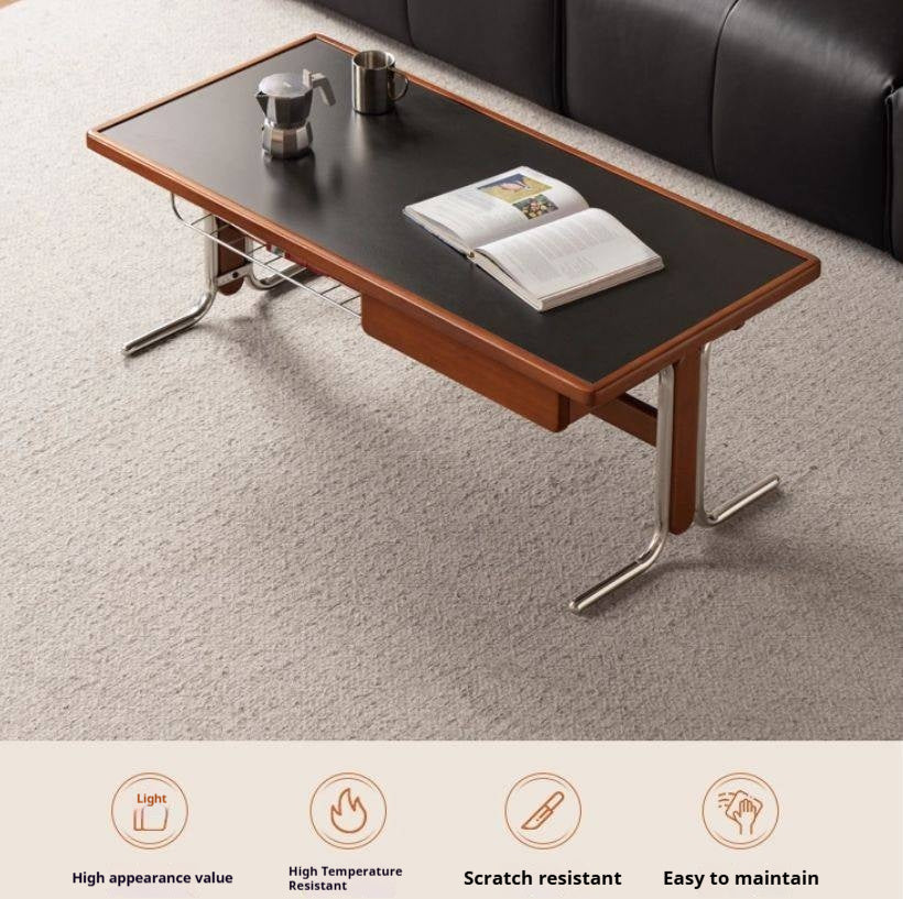 Poplar Solid Wood Ancient Style Rock Plate Tea Table