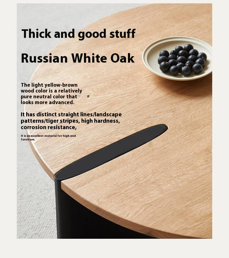 Poplar Solid Wood Wabi-Sabi Style Creative Round Coffee Table