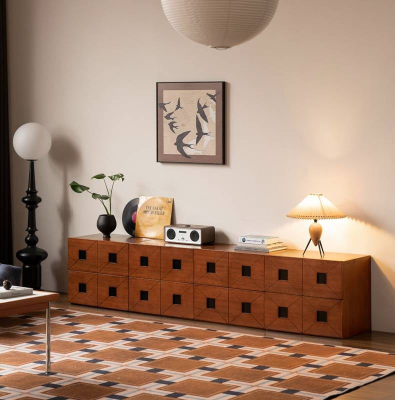 Poplar Solid Wood Modular TV Stand In Antique Style