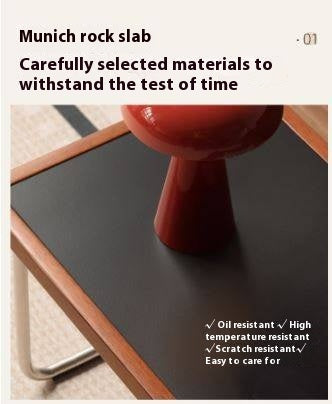 Solid Rubberwood Bauhaus Rock Slab Bay Window Table