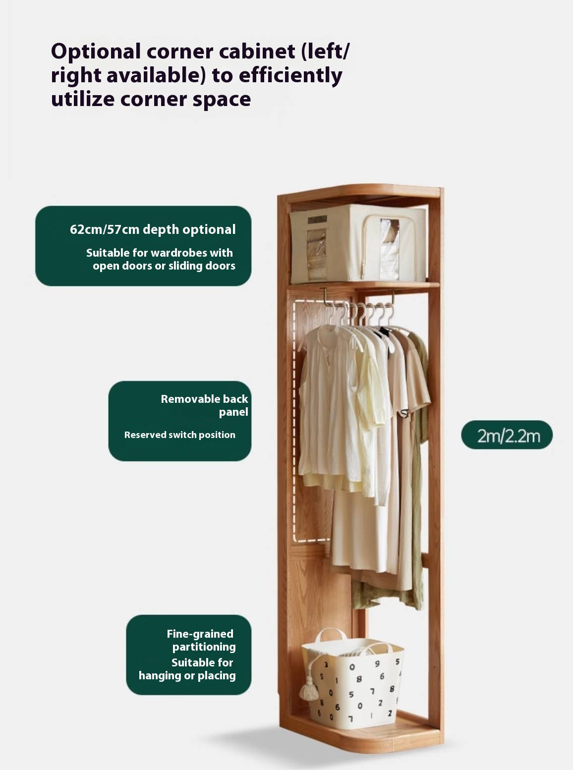 Oak, Ash Solid Wood Wardrobe With Sliding Doors.