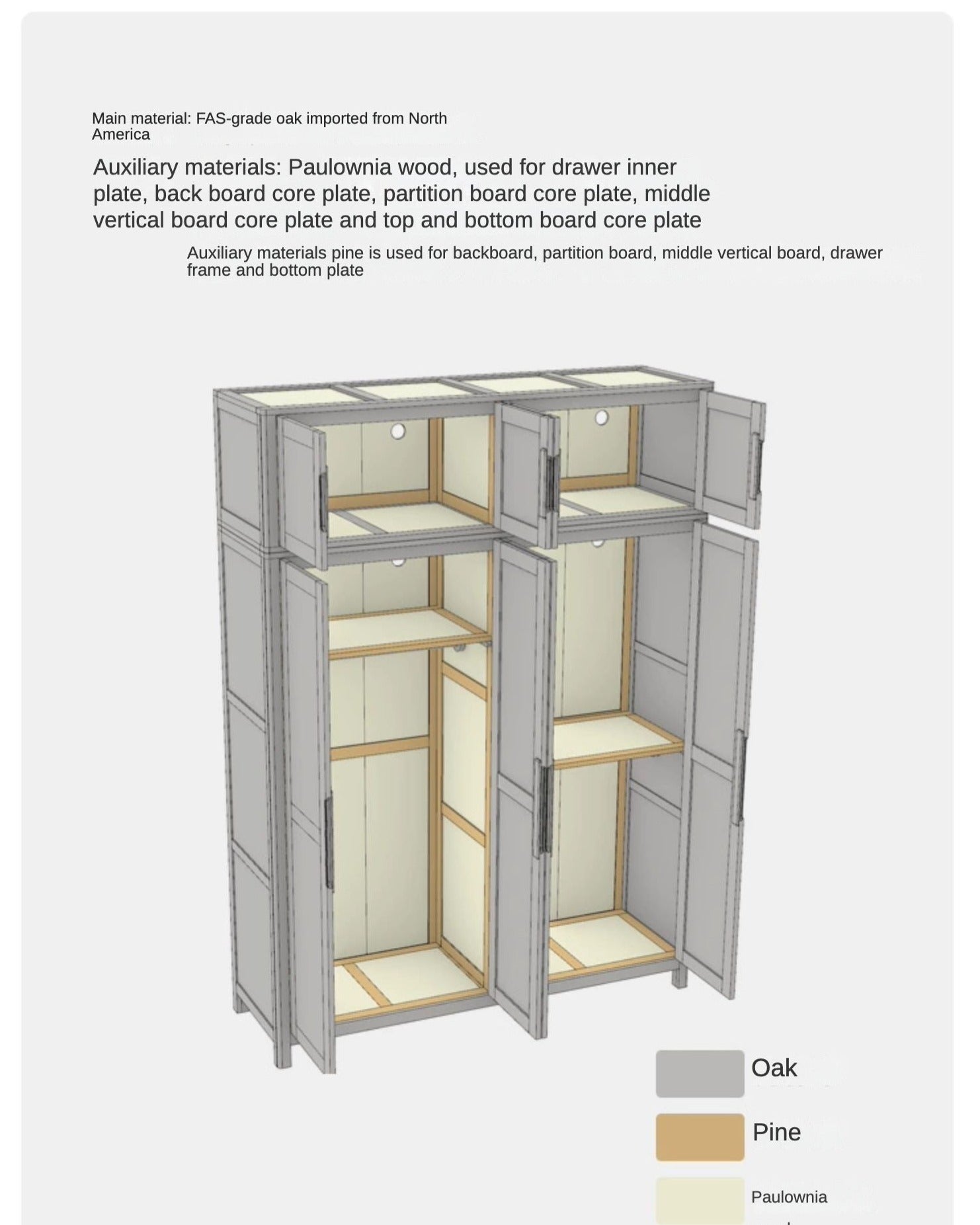 Oak solid wood Wardrobe-USA.
