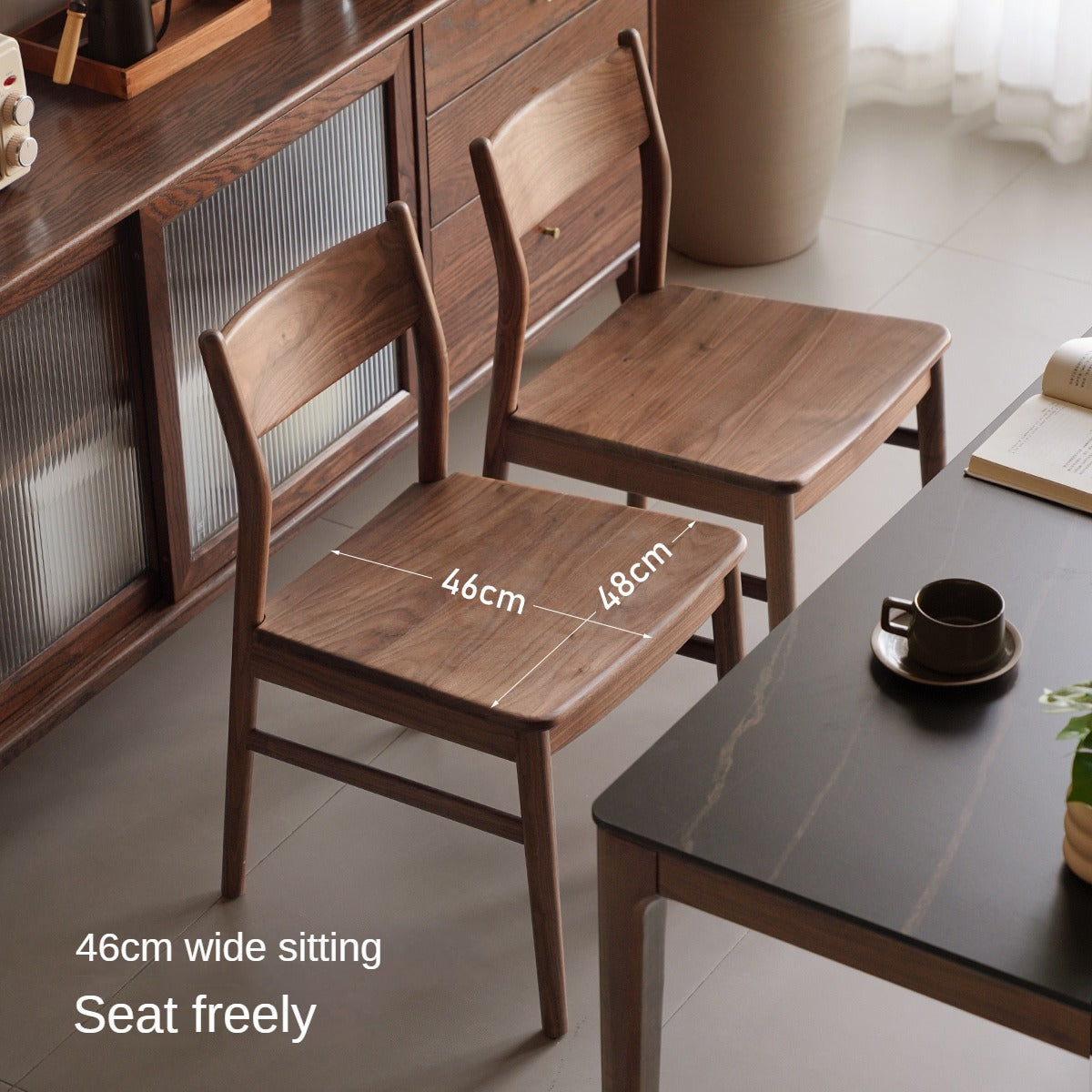 Set pcs 4 Black Walnut, Ash, Oak, Beech, Sandalwood, White Oak Solid Wood Dining Chair