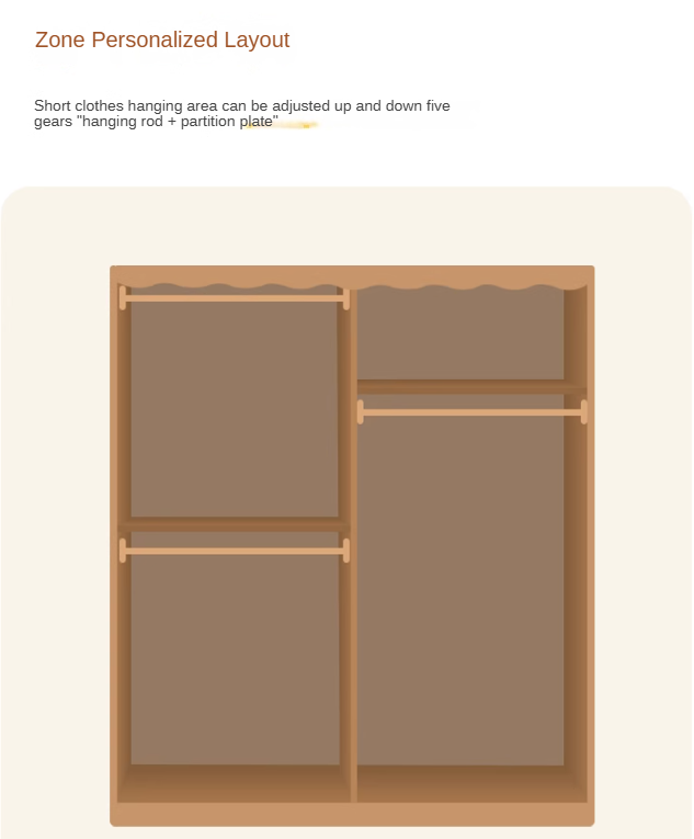 Solid Rubberwood Dustproof Layered Wardrobe