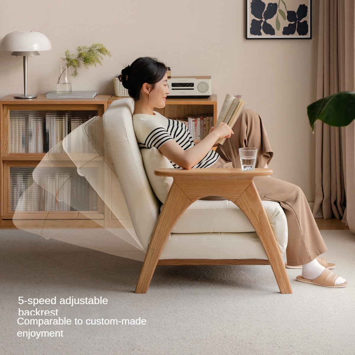 Oak, Beech Solid Wood Folding Dual-Purpose Sofa Chair.