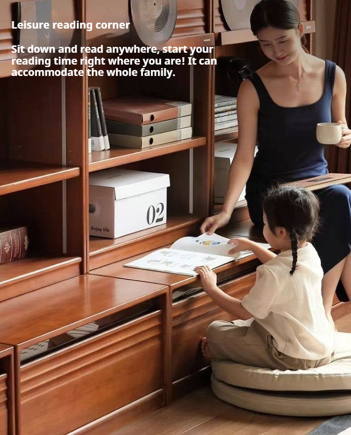 Poplar Solid Wood Combination Bookshelf Antique Style