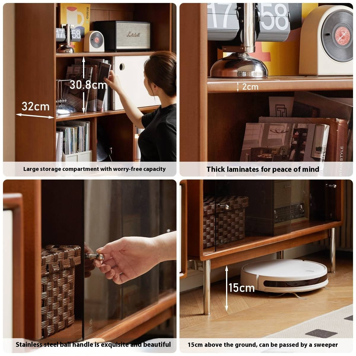 Poplar, Cherry Solid Wood Antique Style Bookshelf