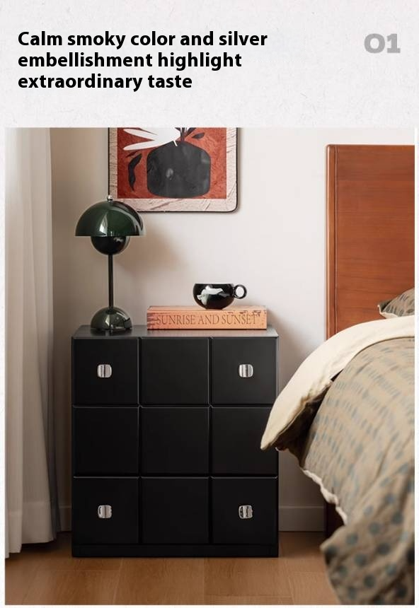 Solid Rubberwood Modern Modular Drawer Cabinet