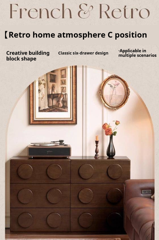 Poplar Solid Wood French Retro Style Bucket Cabinet