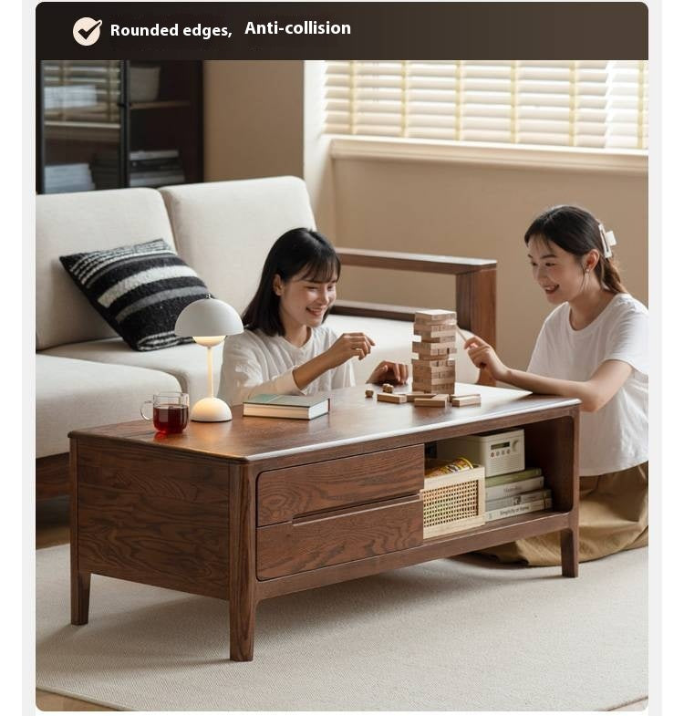 Solid Rubberwood, Oak Solid Wood Nordic Coffee Table
