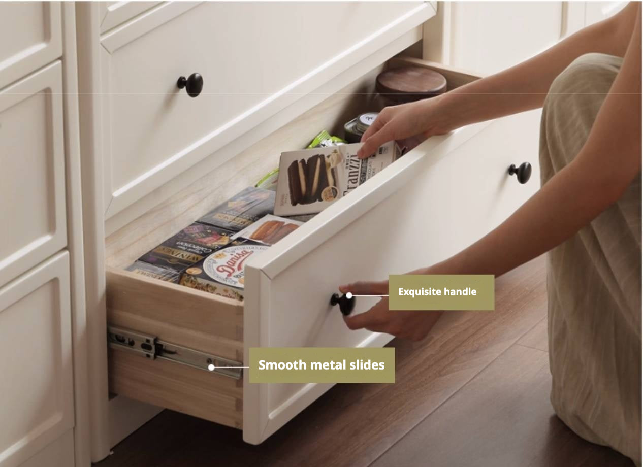 Rubberwood Solid Wood French Style Side Cabinet