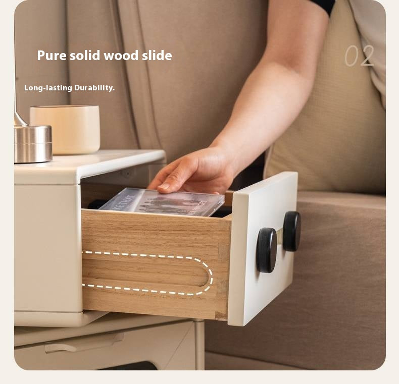 Solid Rubberwood Cream Style Nightstand