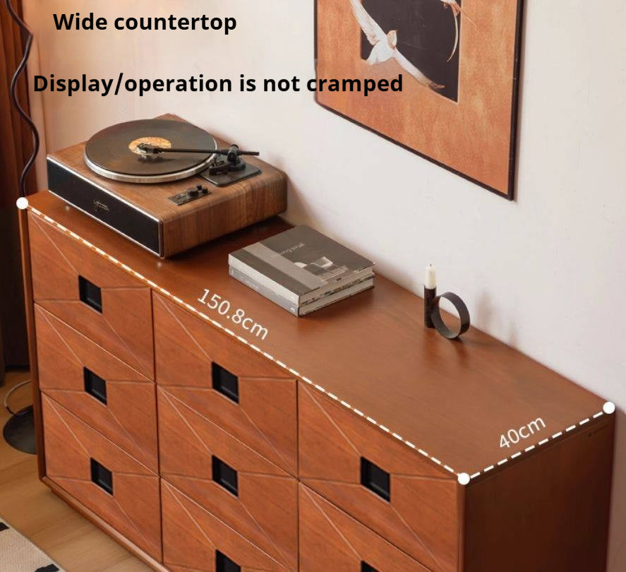 Poplar Solid Wood Medieval Style Drawer Cabinet