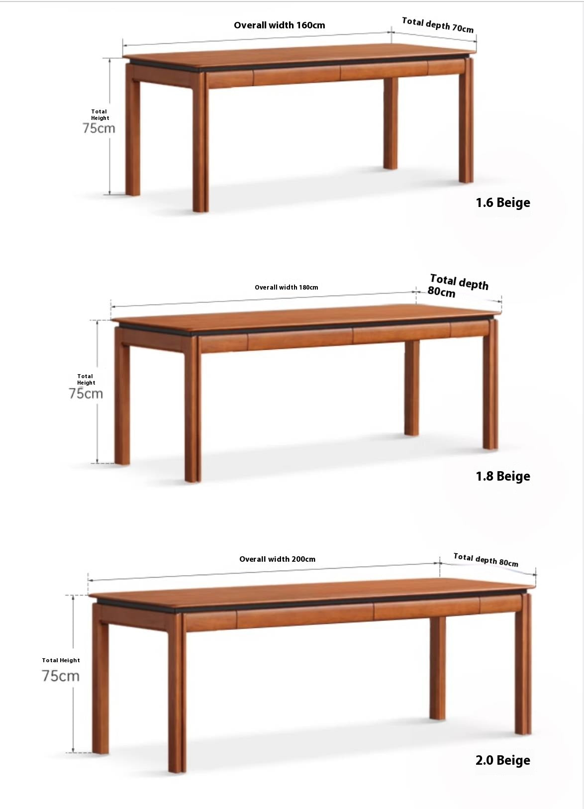 Poplar Solid Wood Antique Style Office Desk