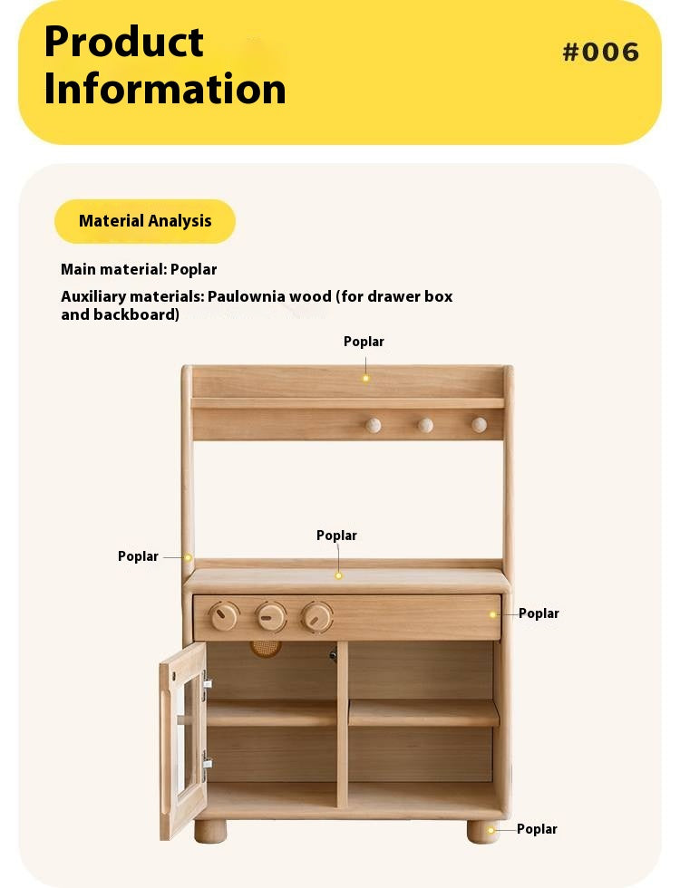 Poplar Solid Wood Montessori Kids Kitchen Cabinet