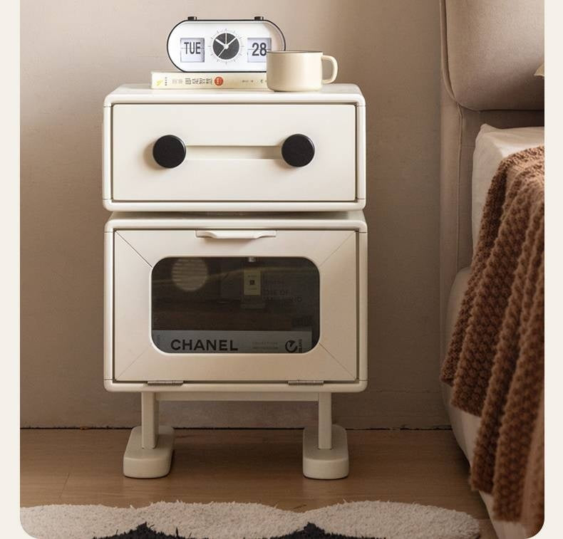 Solid Rubberwood Cream Style Nightstand