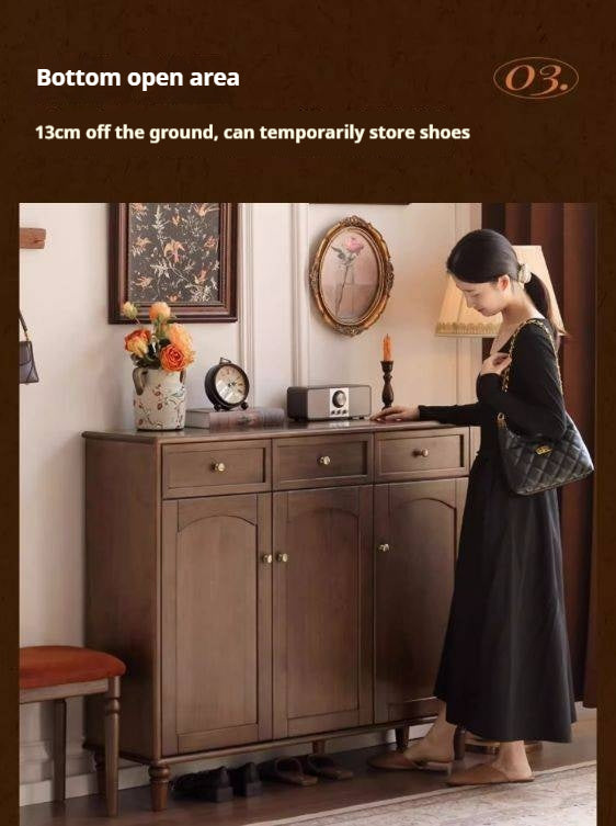 Sandalwood Solid Wood American Retro Storage Shoe Cabinet