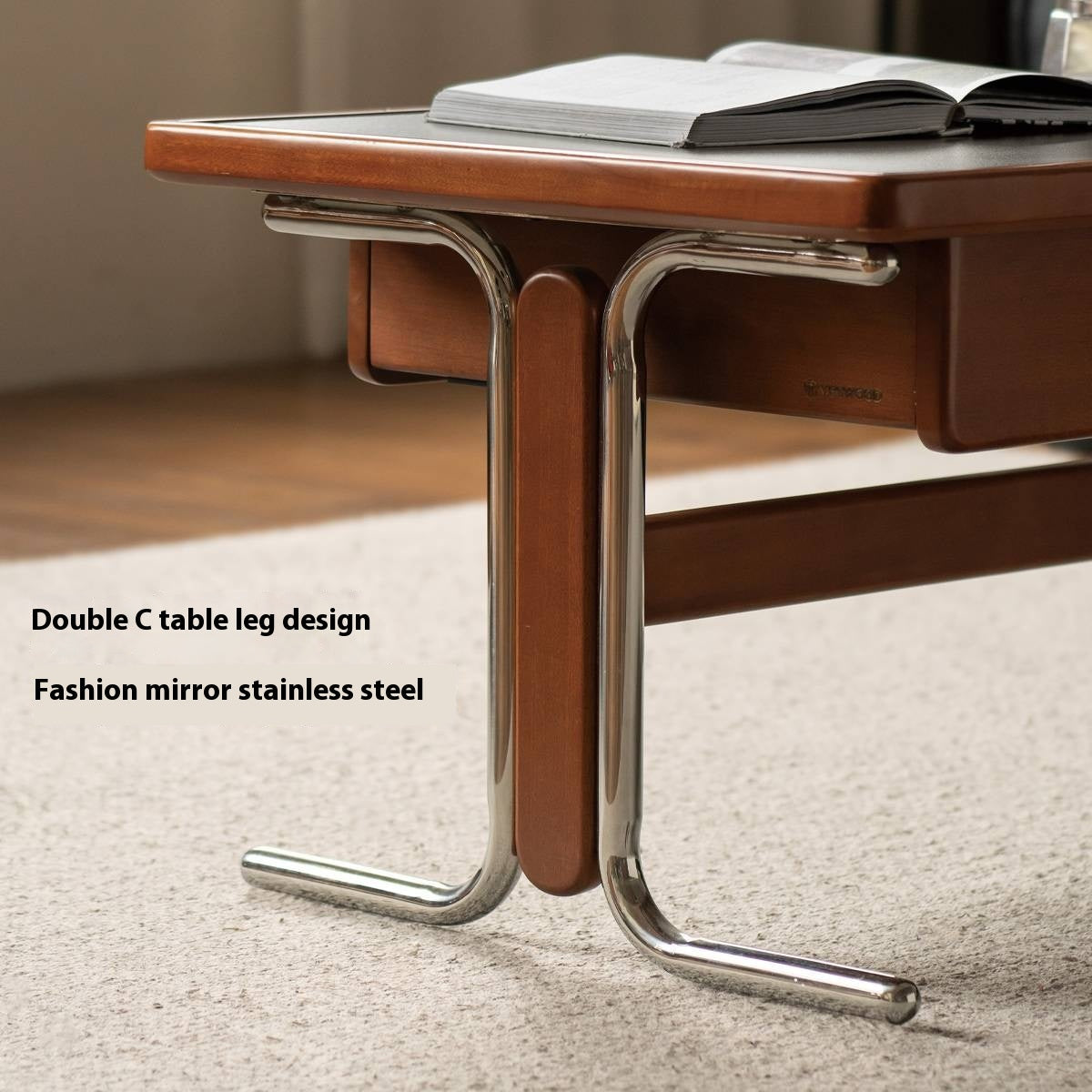 Poplar Solid Wood Middle Ages Rock Plate Coffee Table