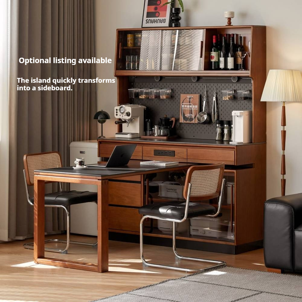 Poplar Solid Wood Island Dining Table Rotatable