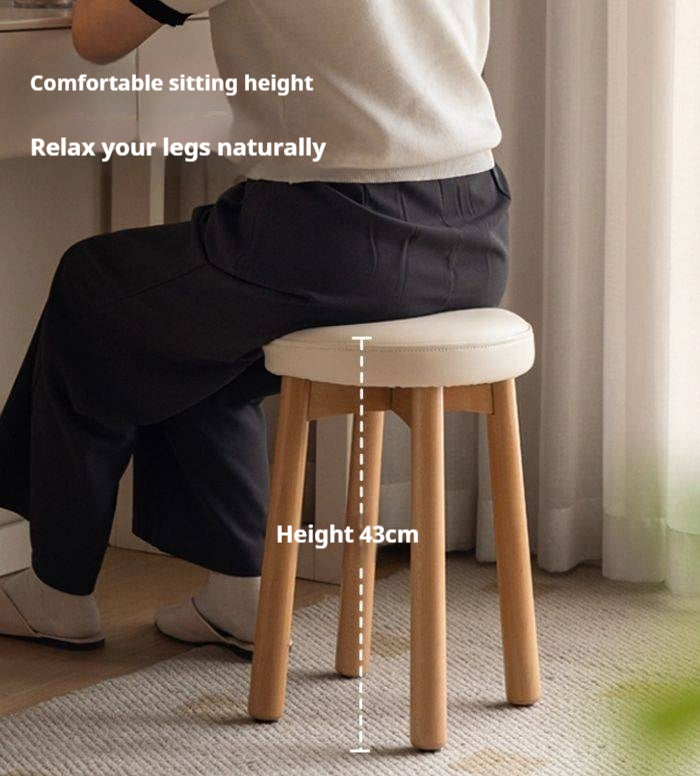 Solid Rubberwood Modern Soft Makeup Stool