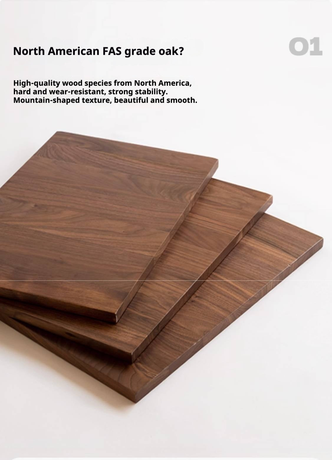 Oak, Black Walnut Solid Wood Modern Style Rock Plate Tea Table