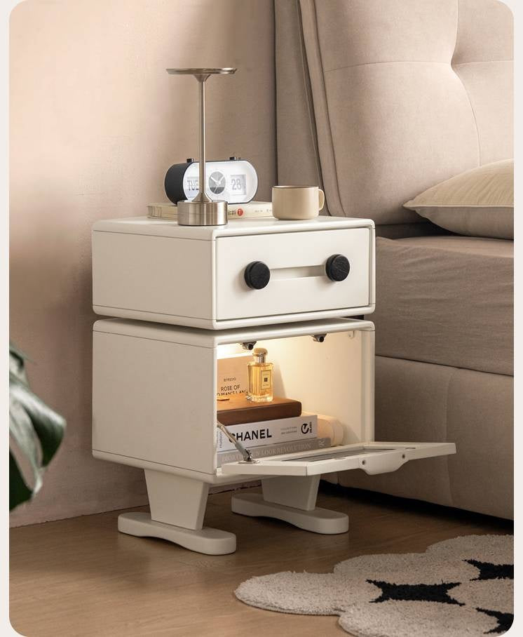 Solid Rubberwood Cream Style Nightstand