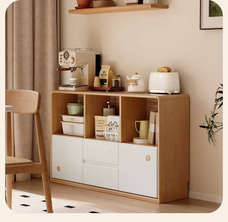 Solid Rubberwood Bookcase Cabinet