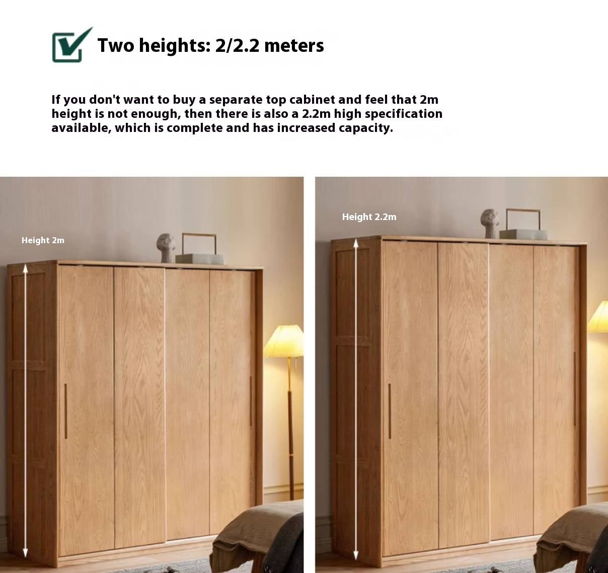 Oak, Ash Solid Wood Wardrobe With Sliding Doors.