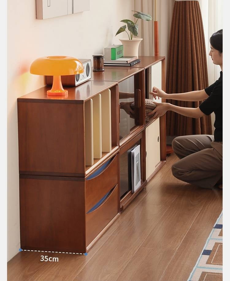 Poplar Solid Wood TV Cabinet Antique Style Module Combination.