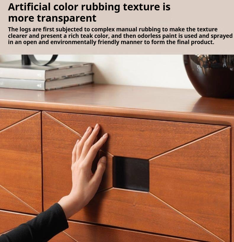 Poplar Solid Wood Medieval Style Drawer Cabinet