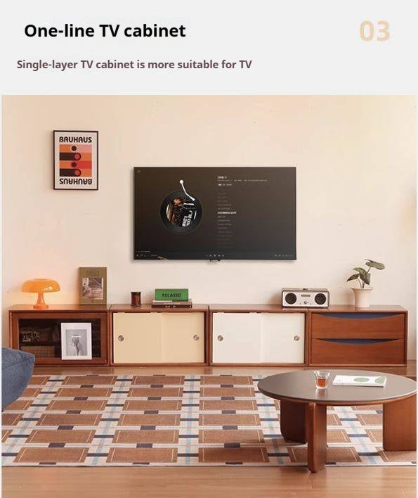 Poplar Solid Wood TV Cabinet Antique Style Module Combination.