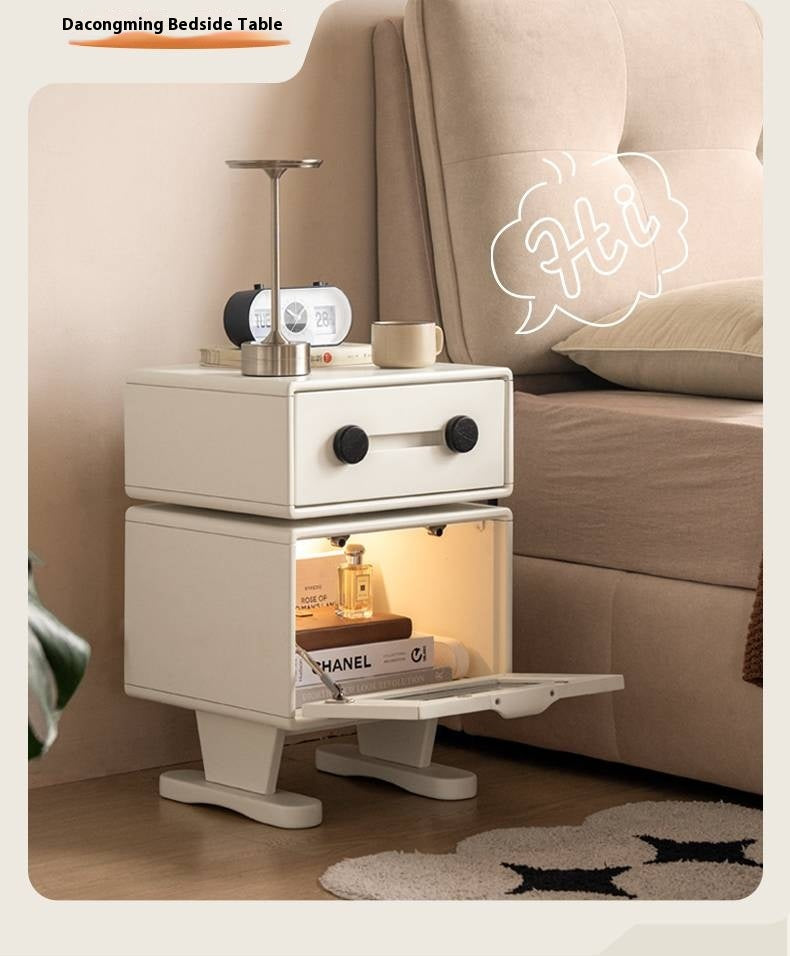 Solid Rubberwood Cream Style Nightstand