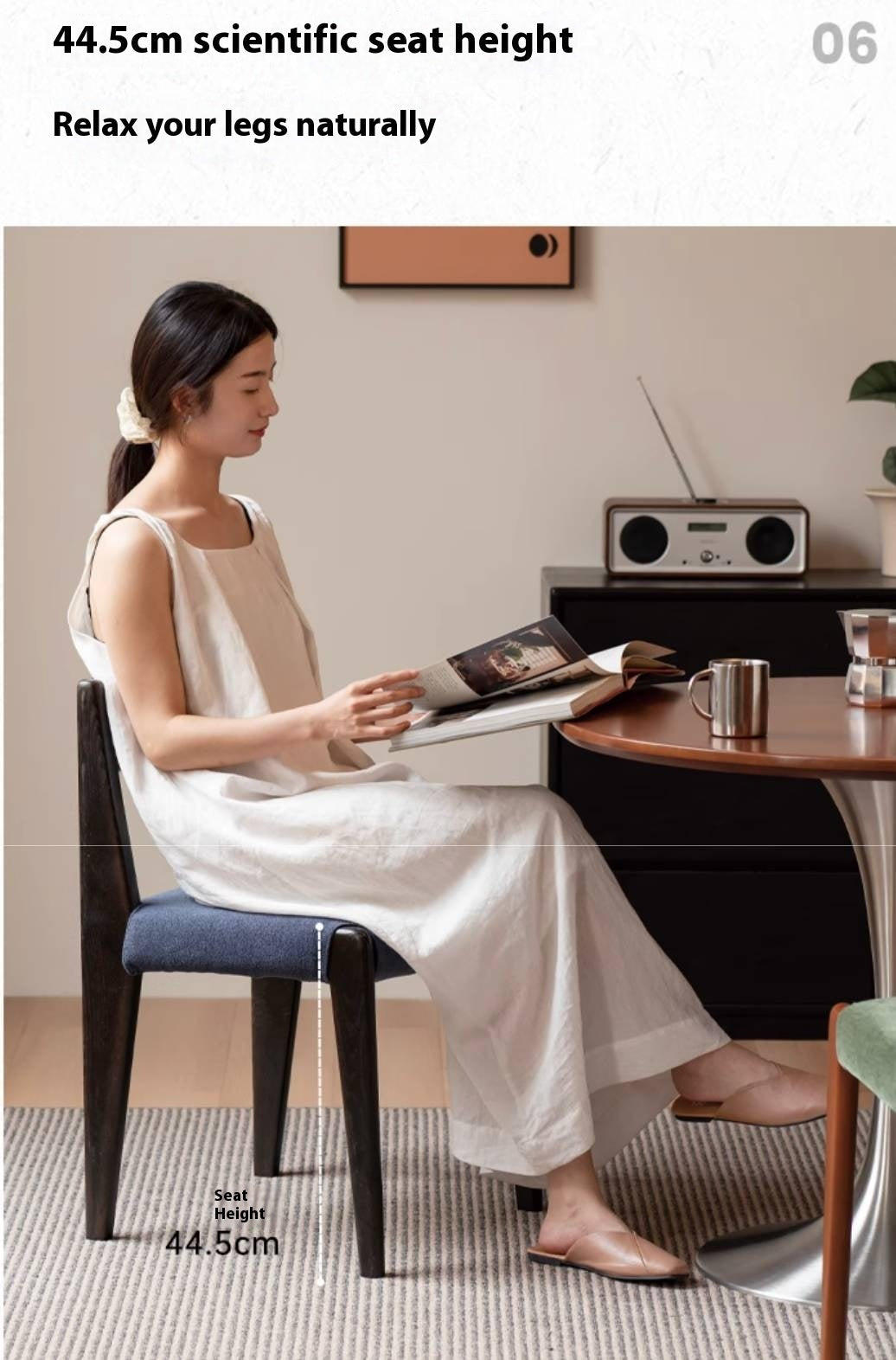 Set 4 pcs Beech Solid Wood Retro Style Dining Chair