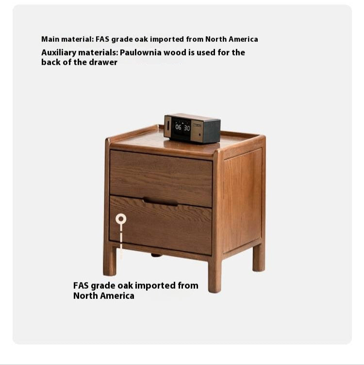 Rubberwood, Oak Solid Wood Simple Modern Style Nightstand